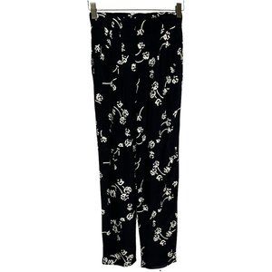Vintage 90s Black Gauzey Flora Print Elastic Waist Pants Size 4